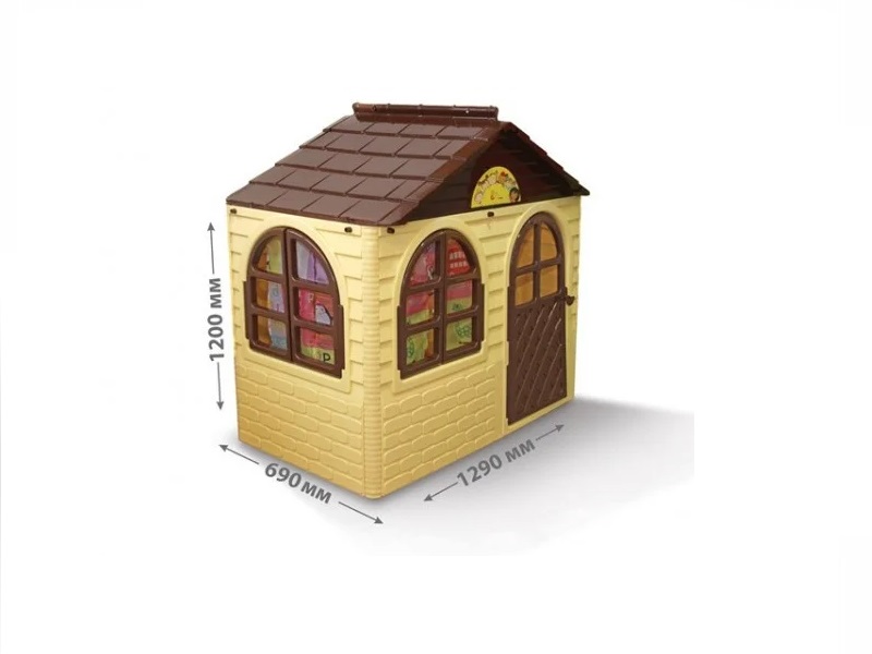 Casuta Joaca Mykids BeigeBrown, Interior/Exterior