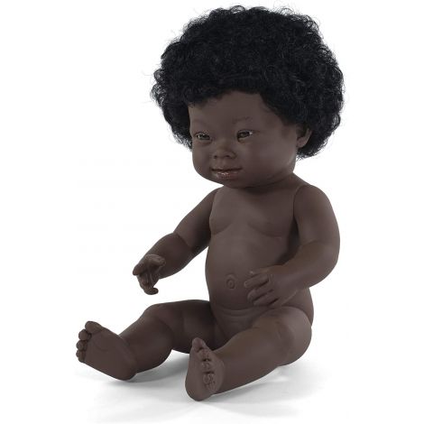 Papusa Miniland Africana cu Sindrom Down, 38 cm