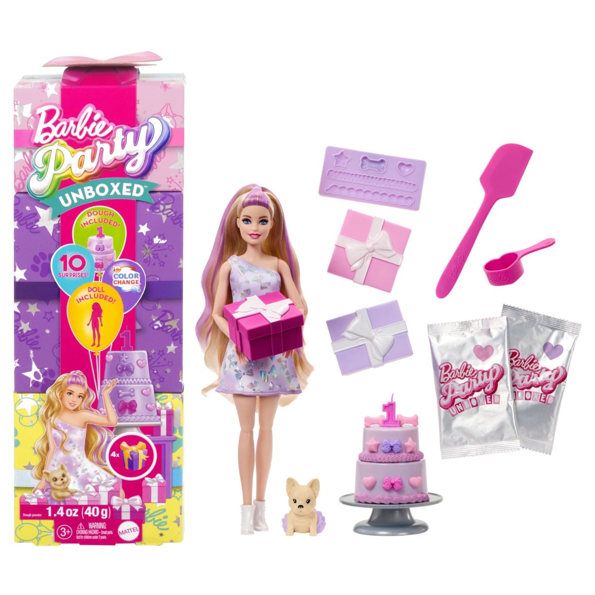 Barbie Party Unboxed, 10 Surprize, JFG70