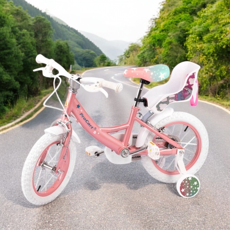 Procart Unicorn 12" - Bicicleta Roz cu Roti Ajutatoare