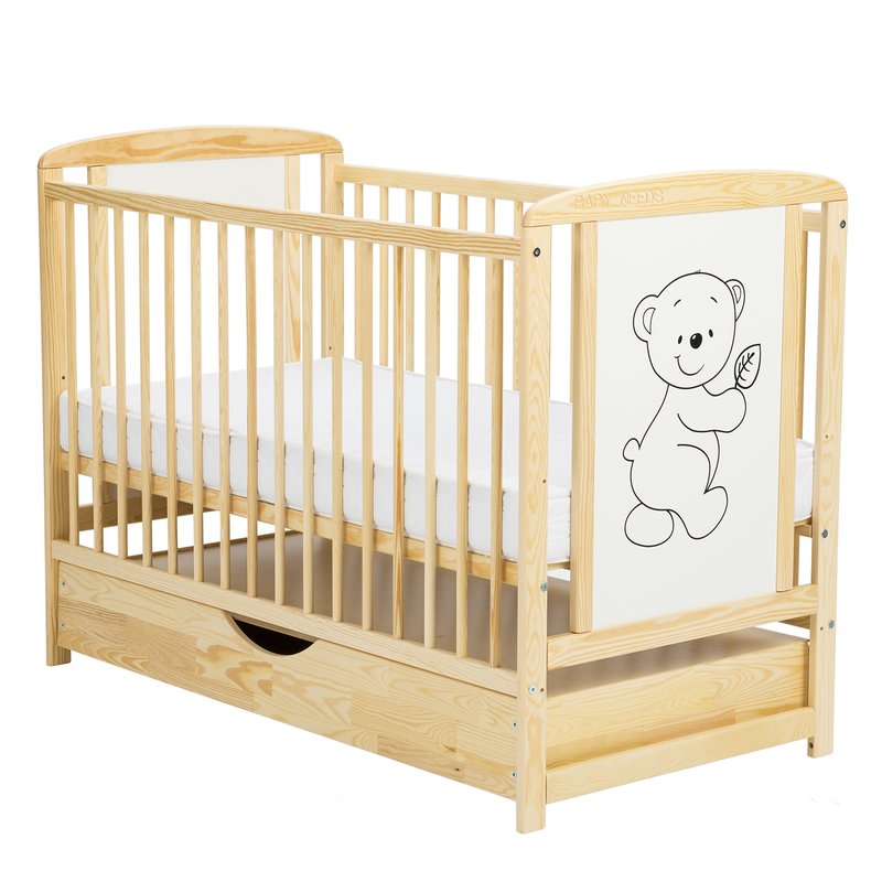 Patut Timmi BabyNeeds 120x60 cu Sertar, Lemn Masiv - imagine 7