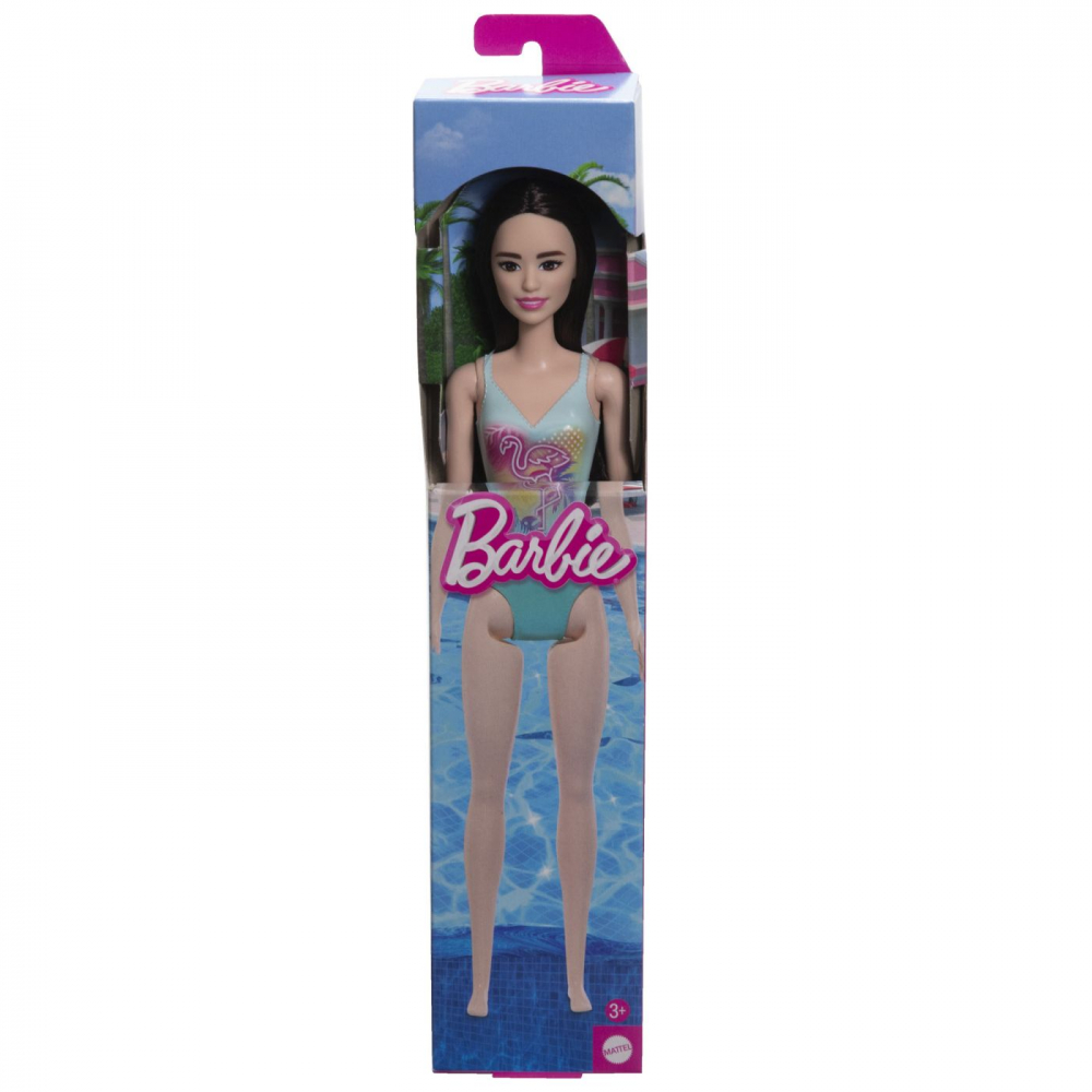 Păpușă Barbie Brunetă cu Costum de Baie Albastru Mattel