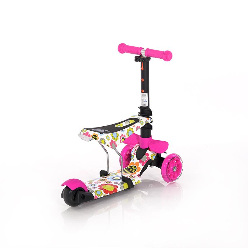 Lorelli Trotineta 3 Roti LED Pink Flowers