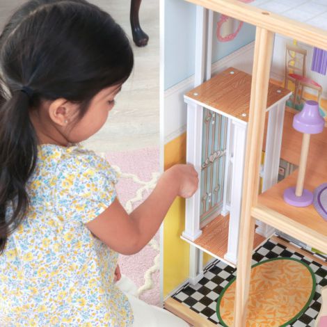 Casuta din lemn pentru papusi Kidkraft Kaylee, 3 etaje - imagine 6