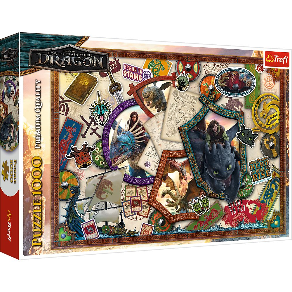 Puzzle Trefl 1000 piese Cum să-ți dressezi dragonul Eroii