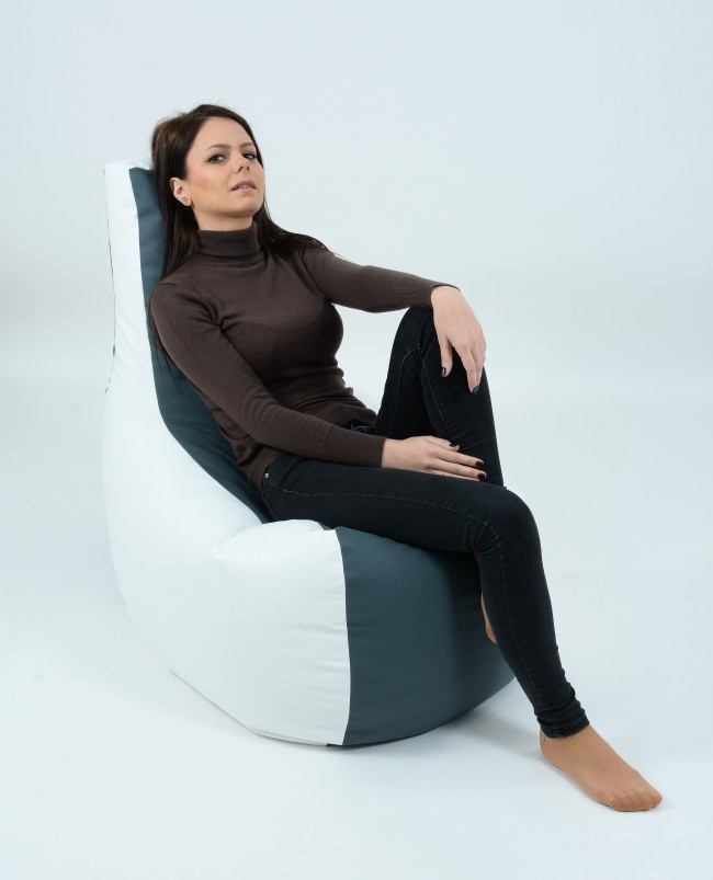 Fotoliu Pufrelax Evo Grey, Umplutură Perle Polistiren - imagine 3
