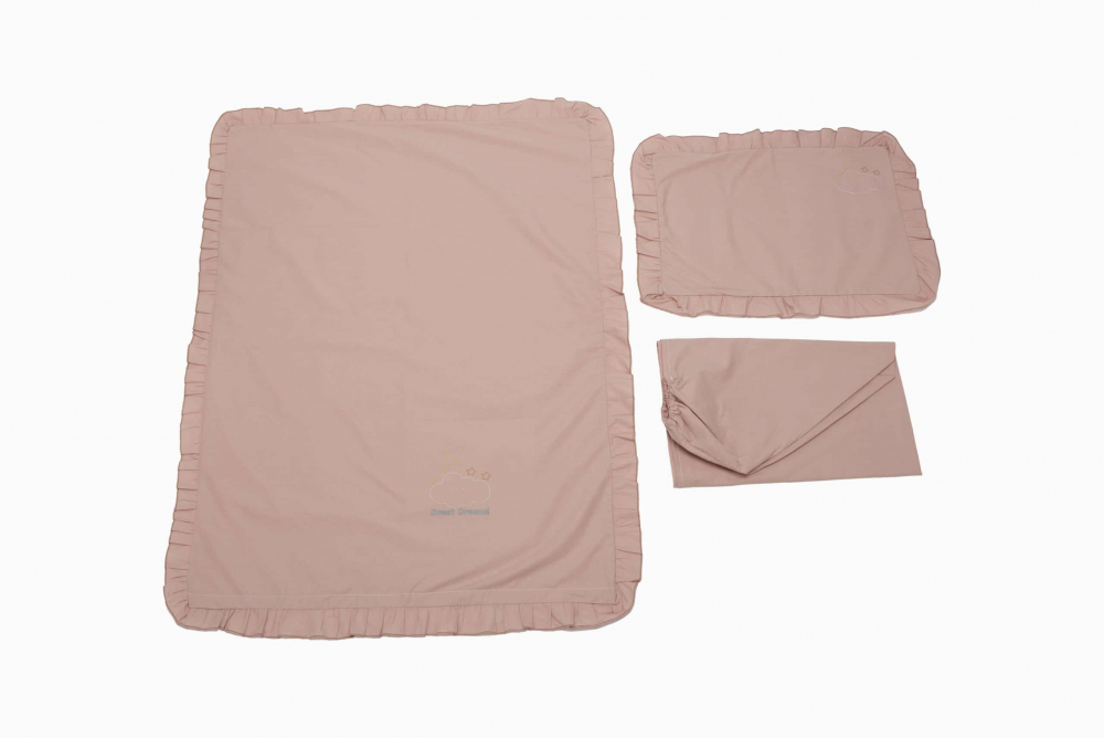 SomnART Lenjerie Patut 120x60 Roz Bumbac Brodat