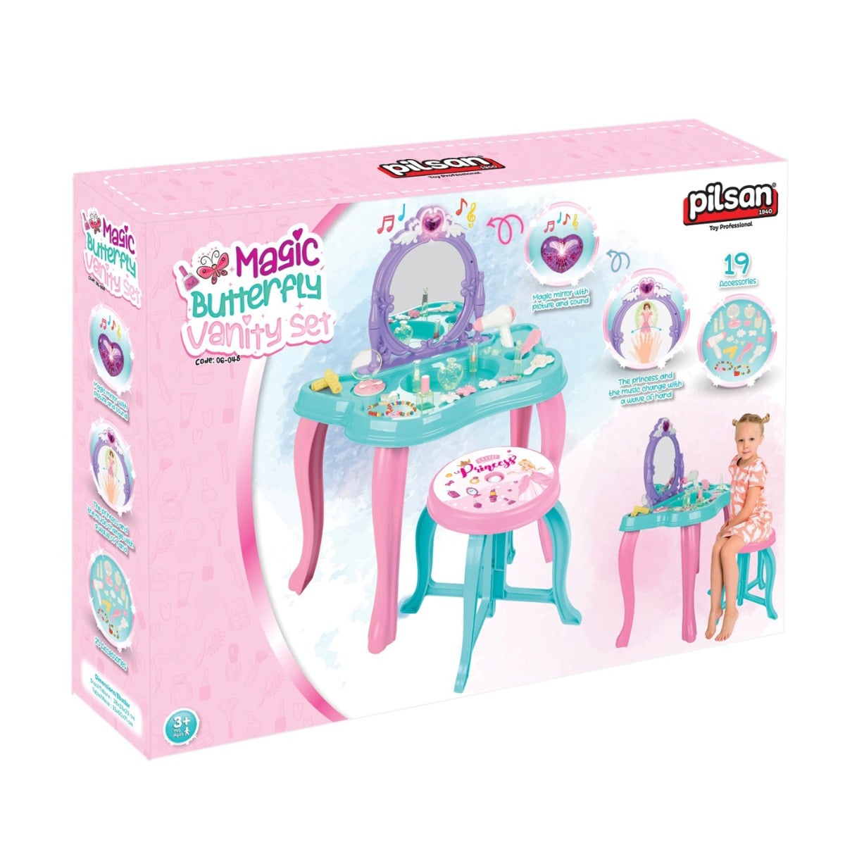 Set Masa Machiaj Pilsan Butterfly cu Oglinda