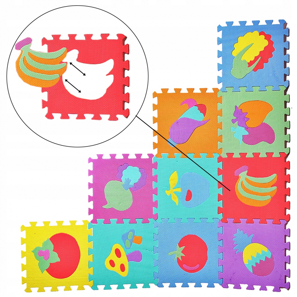 Covor puzzle spuma 10 piese Fructe Malplay - imagine 6