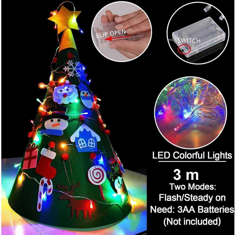 Brad Fetru Bambinice 3D cu LED, 18 Decoratiuni - imagine 5