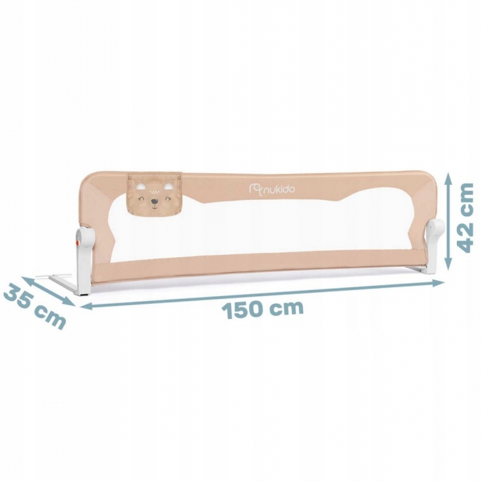 Bariera protectie pat Nukido Bej, 150 cm - imagine 4