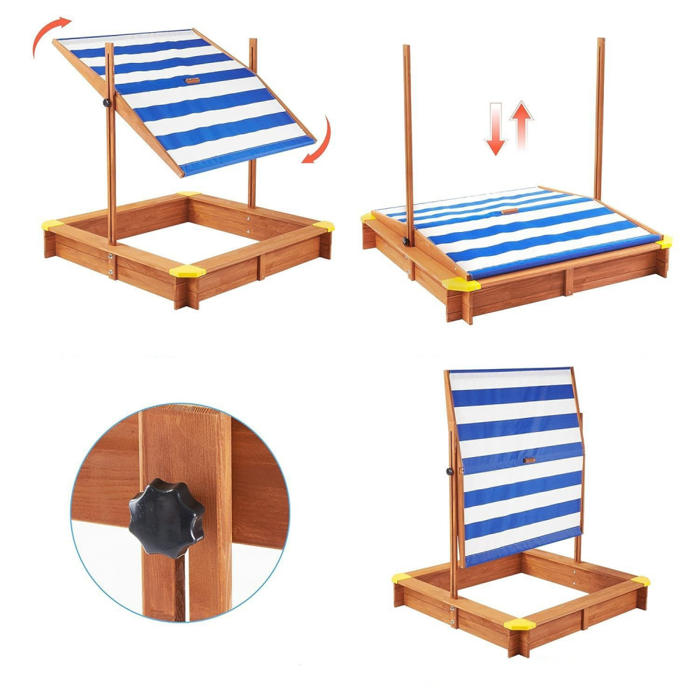Lada de nisip Procart 120x120 cm cu acoperis parasolar - imagine 7