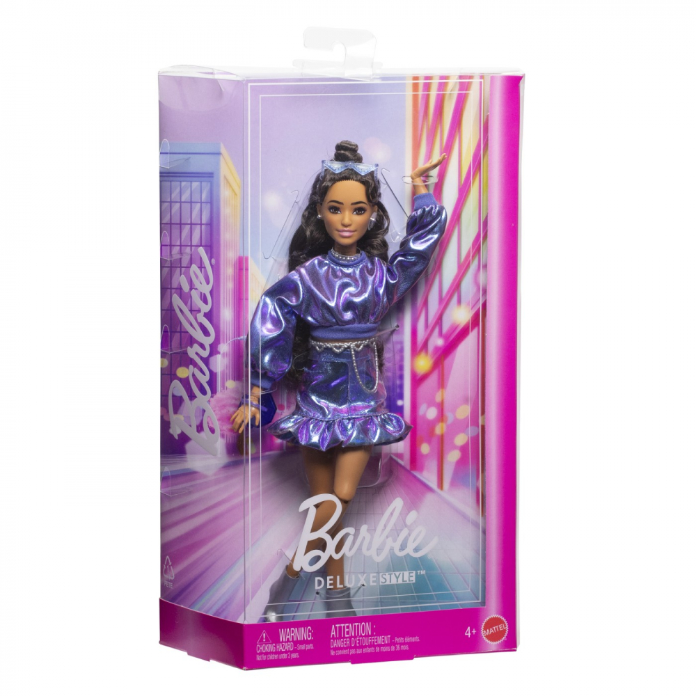 Păpușă Barbie Deluxe Style - Rochie Albastru Metalizat