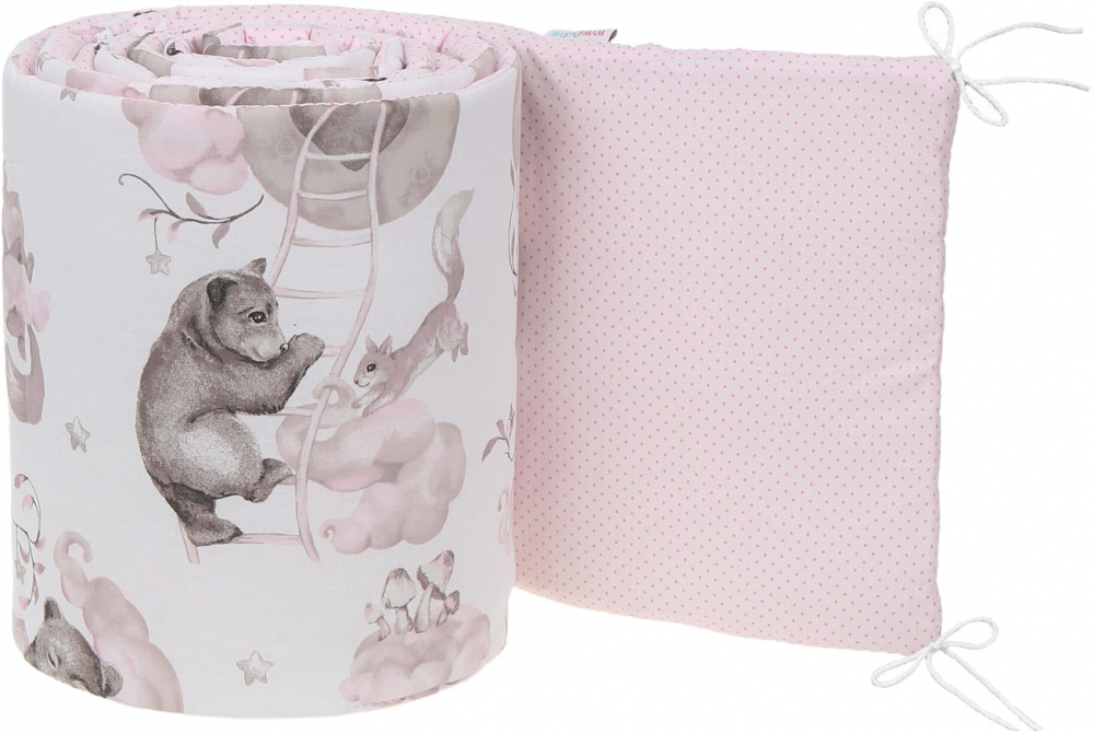 Aparatoare Patut BabyMam Sleepy Bears Pink, 180x30 cm