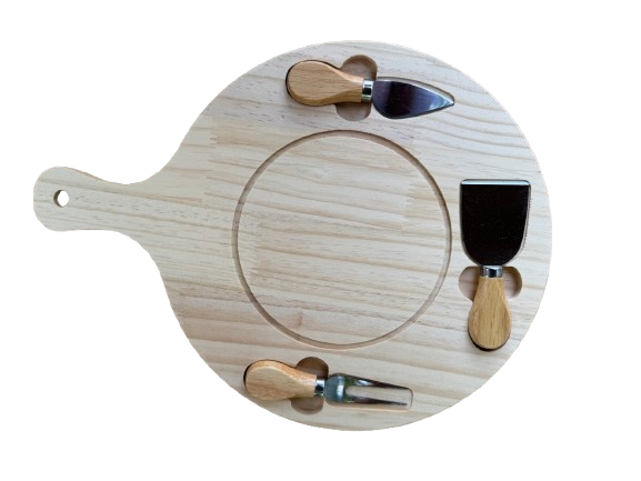 Tocator lemn Kitchenware cu 3 ustensile, 29x39.5 cm