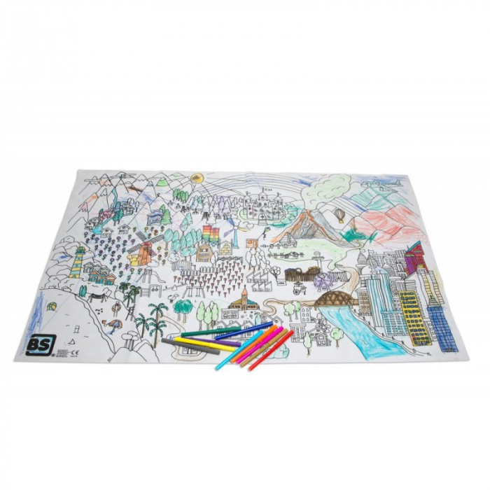 Set Colorat Gigant Bs Toys cu Carioci Lavabile