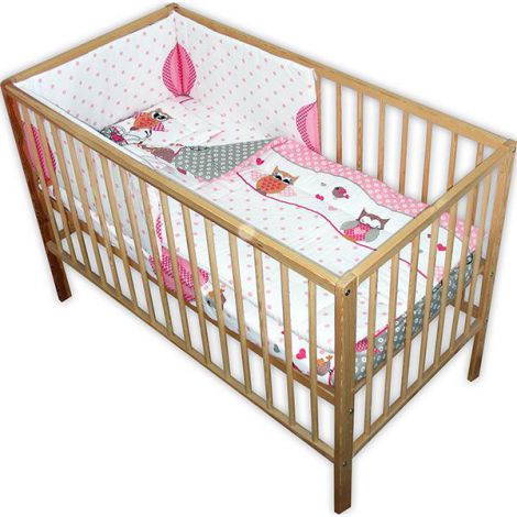 Lenjerie Patut Hubners 4 Piese 100% Bumbac Roz