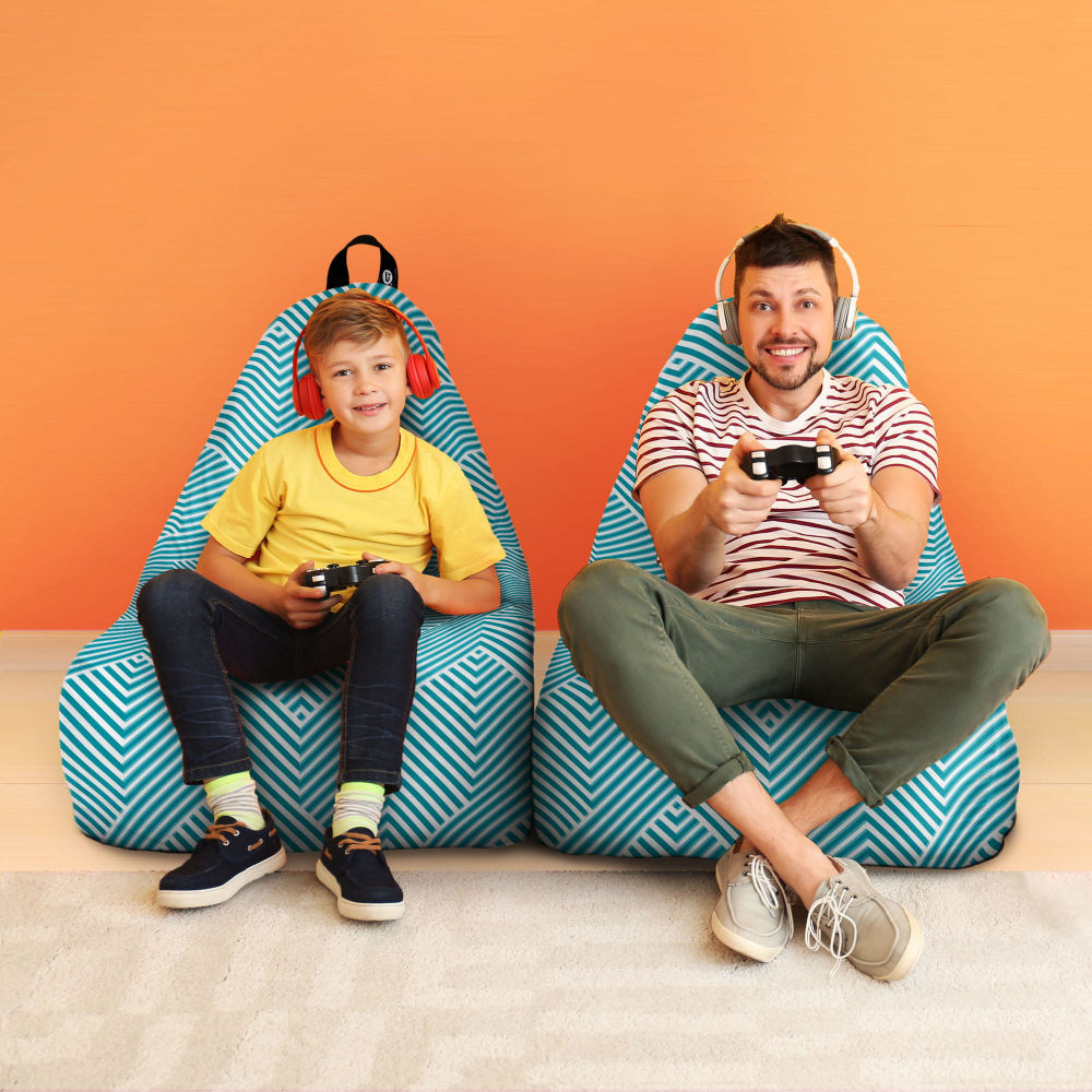 Fotoliu Puf Updeco Chill XL Alb cu Bleu - imagine 4