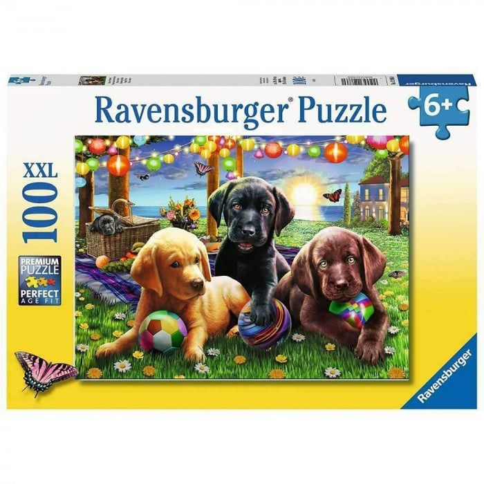 Puzzle Ravensburger Cățeluși la Picnic, 100 Piese