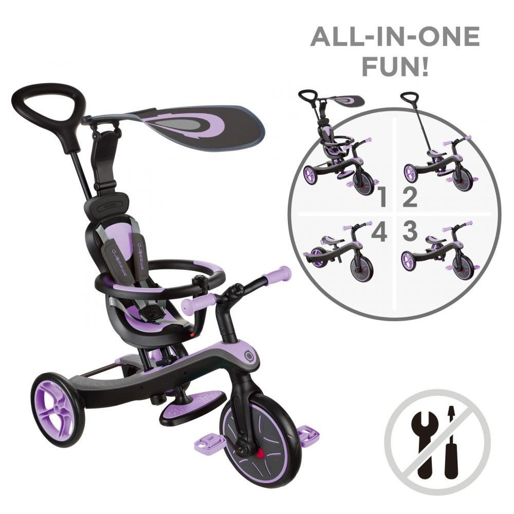 Tricicleta Globber Explorer 4in1 Violet, Control Parental - imagine 2