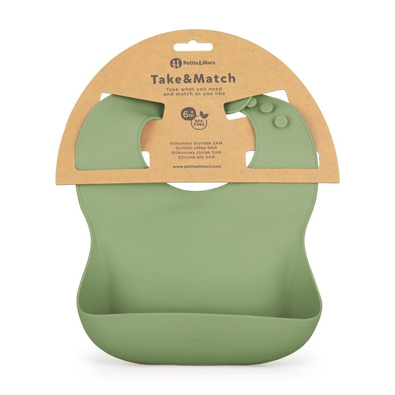 Baveta Silicon TakeMatch Verde - PetiteMars - imagine 2