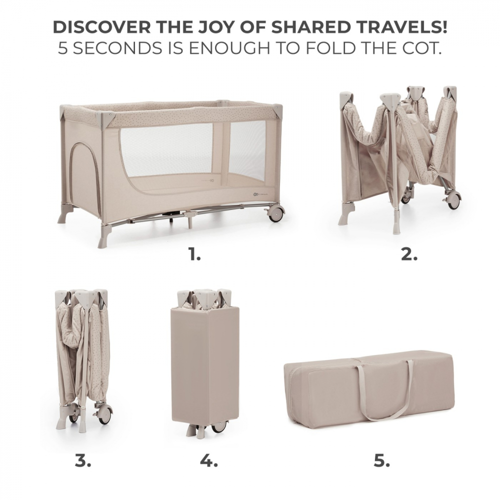 Patut Travel Kinderkraft Joy2 beige - 2in1 Pliabil - imagine 2