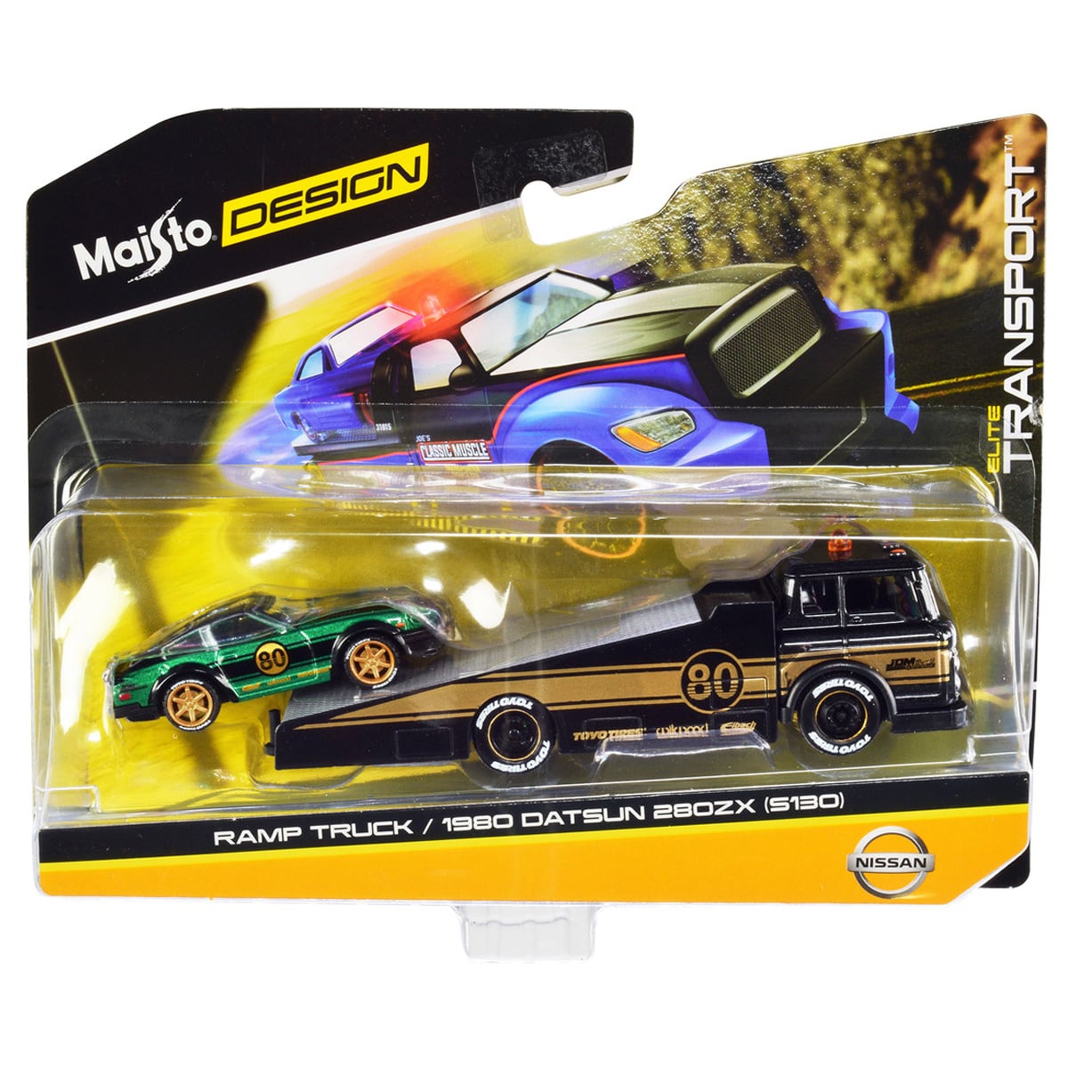 Set Maisto Elite Transport: Ramp Truck & Datsun 280ZX
