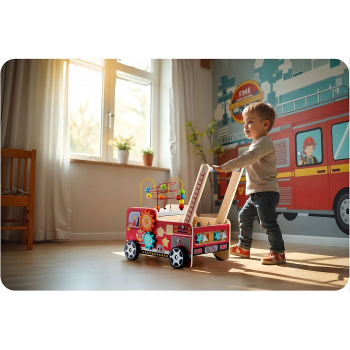 Antemergator Lemn Masina Pompieri Ricokids | Joc Activ - imagine 3