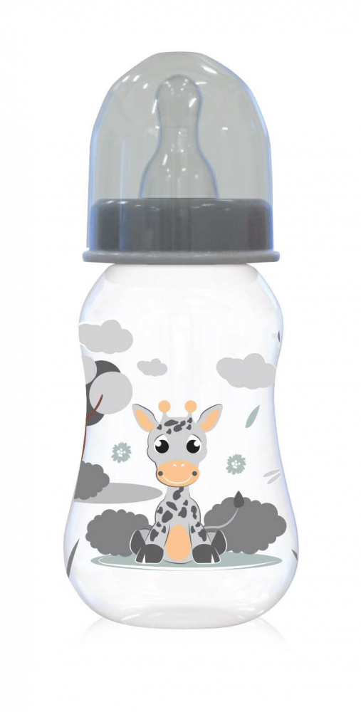 Biberon Lorelli 125ml, Teta Naturala, Giraffe Ice Grey