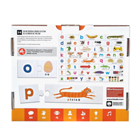 Headu Montessori Joc Tactil ABC Romana - imagine 3