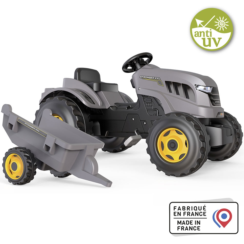 Tractor Smoby Stronger XXL cu Remorcă Gri