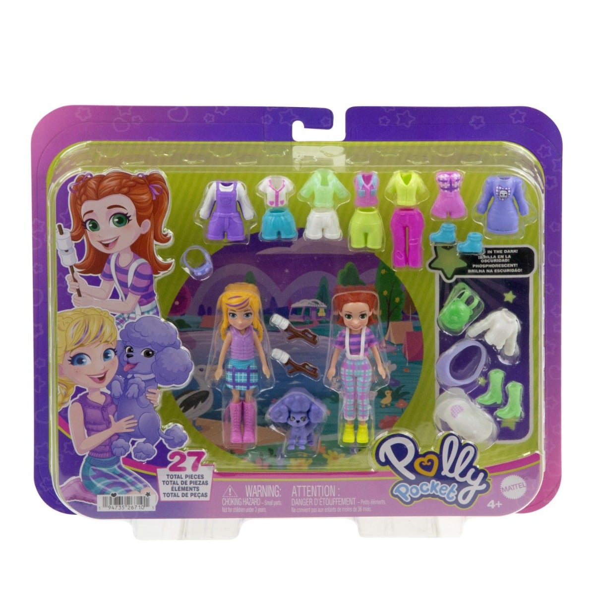 Set 2 Păpuși Polly Pocket cu Accesorii și Cățeluș