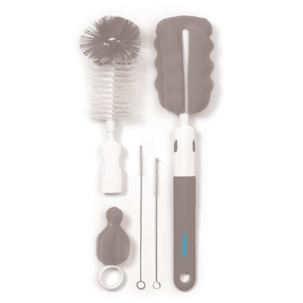 Set perie biberoane Babyono Gri, Curățare Eficientă
