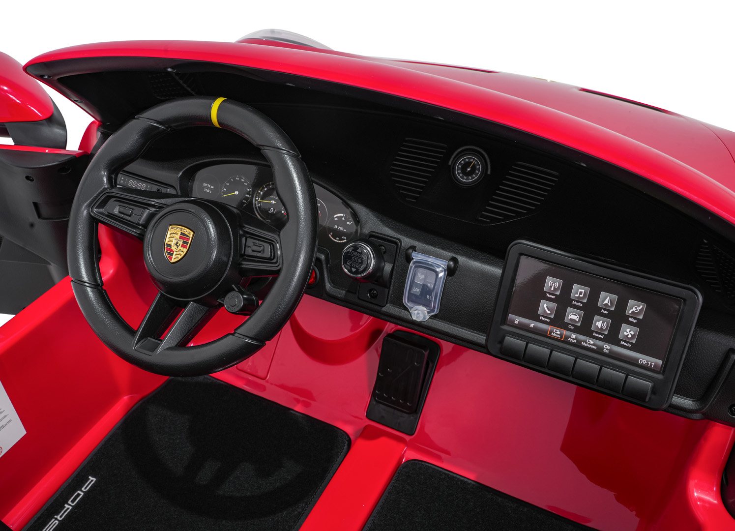 Masinuta electrica pentru copii cu 2 locuri PORSCHE 911 GT3 XXL 24V 800W 4x4, roti EVA, scaun piele, telecomanda parentala, Rosu - Autokids.ro - imagine 2
