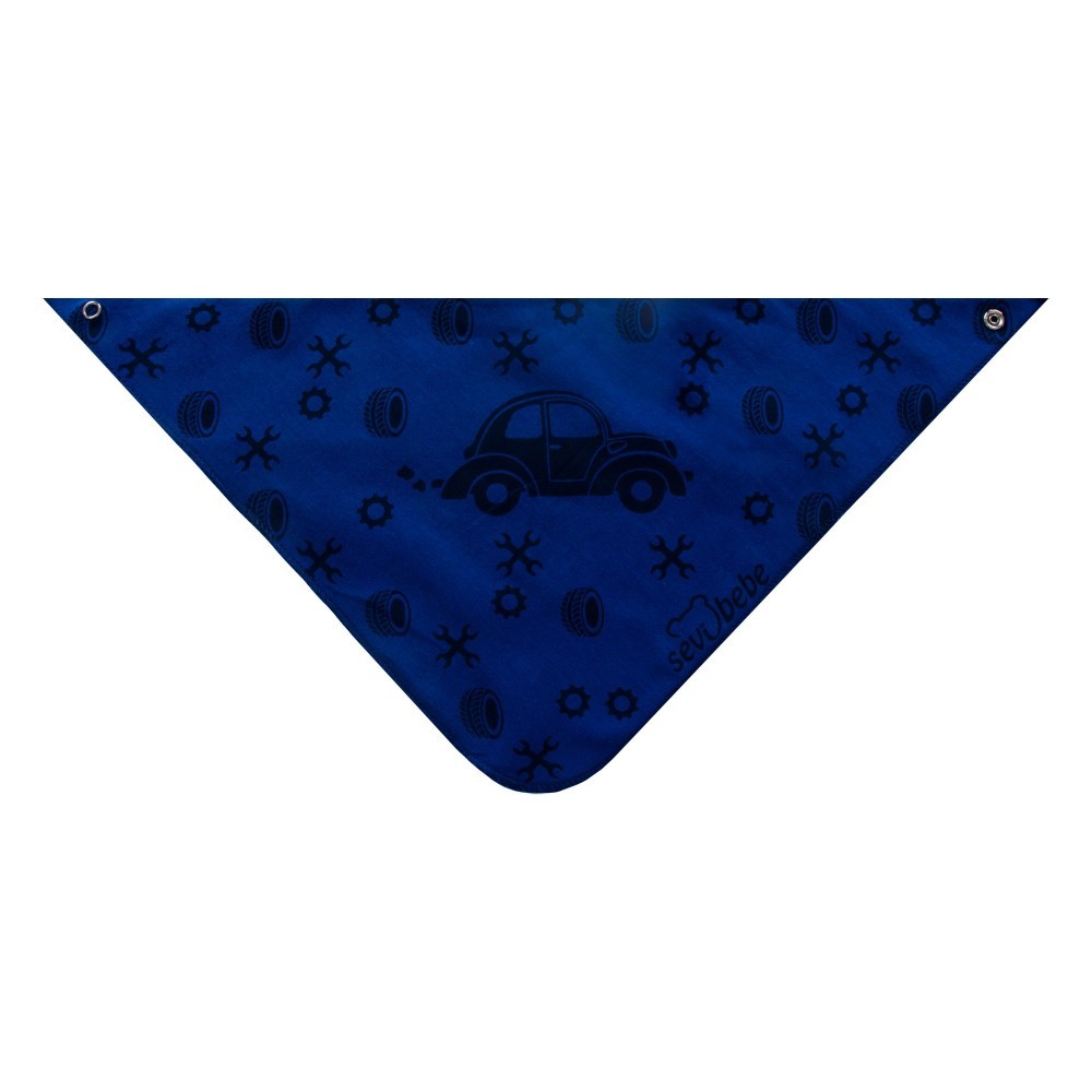 Eșarfă Bumbac SeviBebe Blue Car, Absorbantă - imagine 2