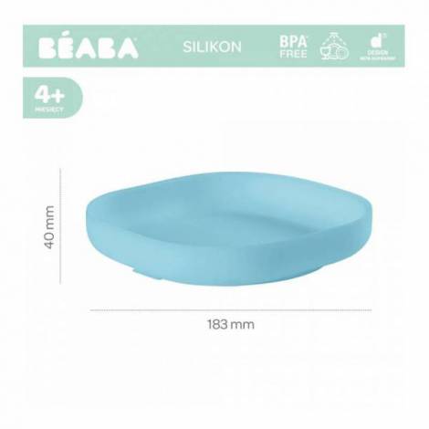 Farfurie Silicon Beaba cu Ventuza Bleu - imagine 3