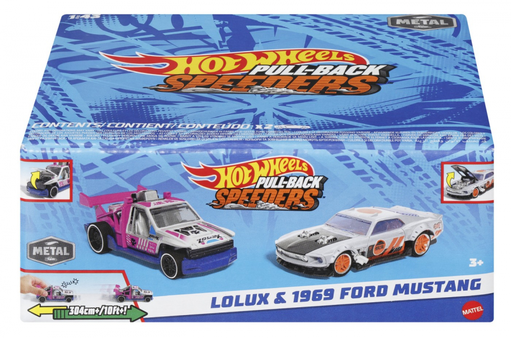 Hot Wheels Set 2 Masinute Mattel Pull Back