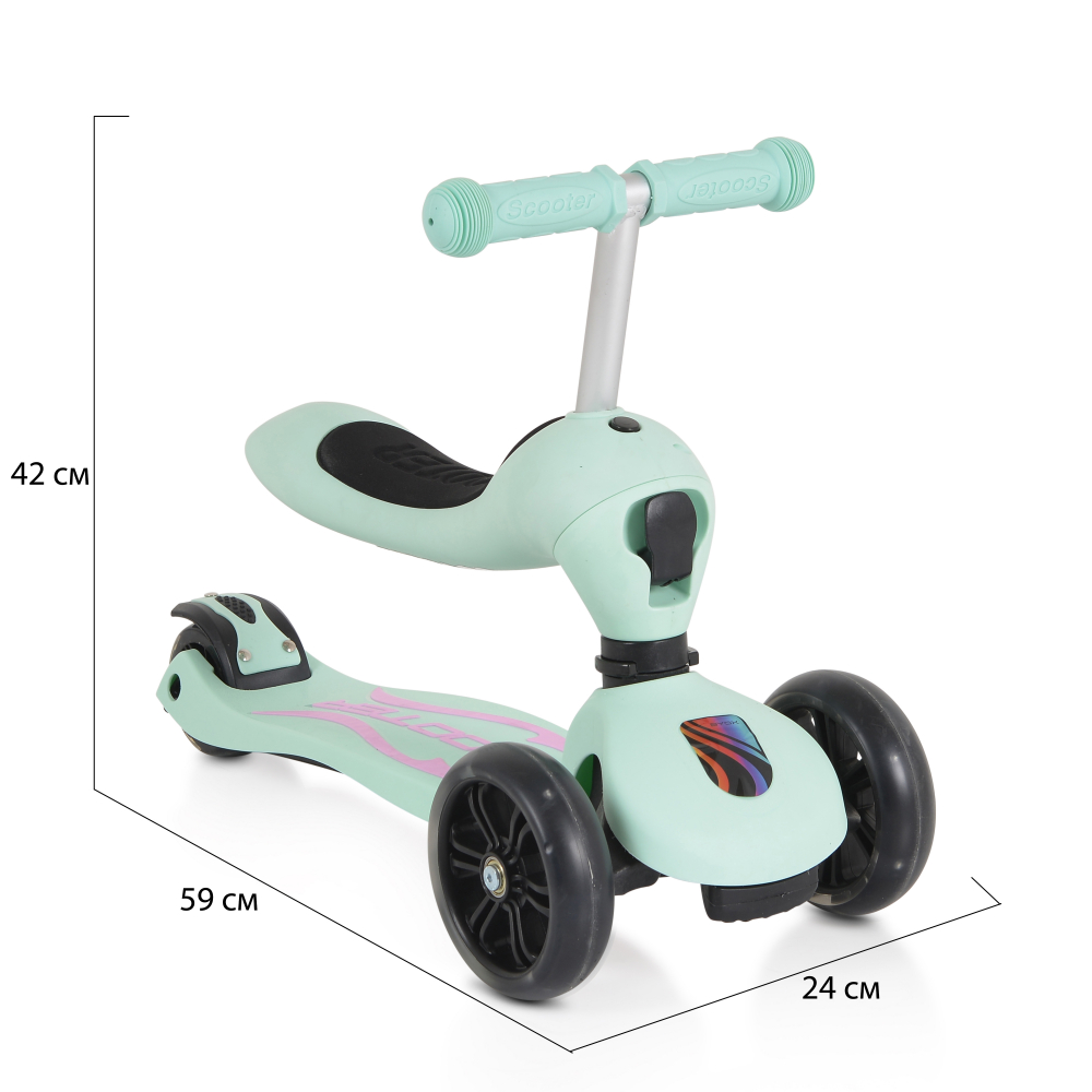 Trotineta 2in1 Skiddy Byox cu scaun și lumini LED - imagine 10