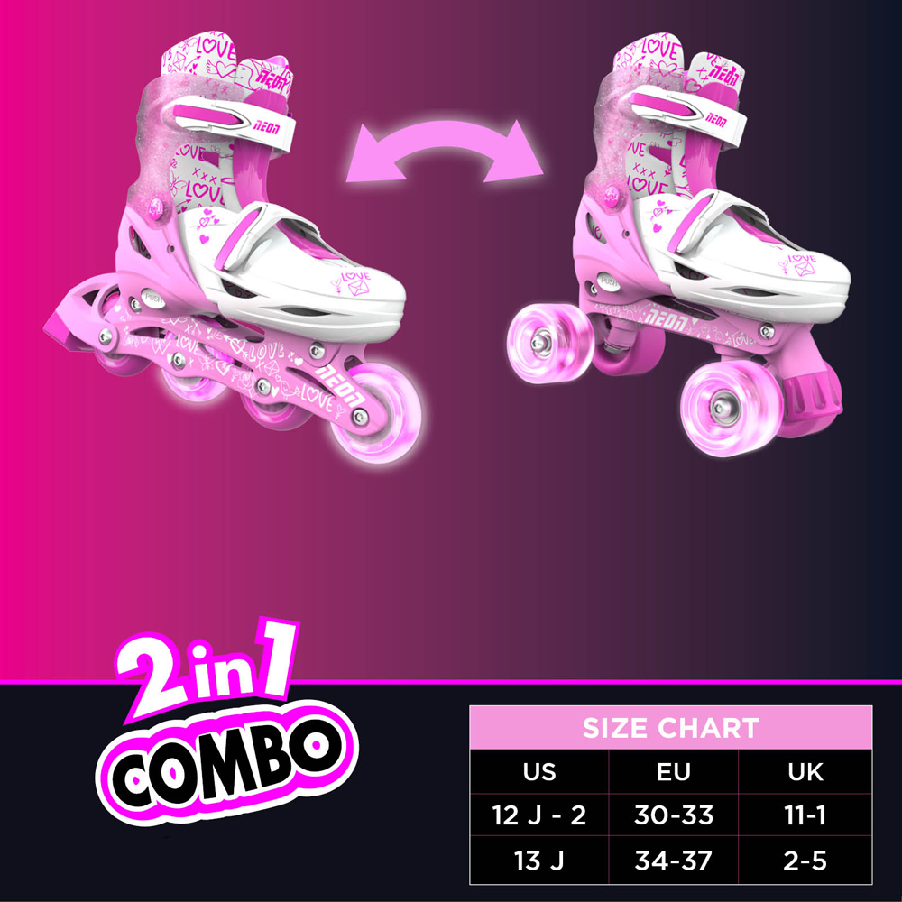 Role Neon Combo Skates 2 în 1 Pink, 34-37 - imagine 5